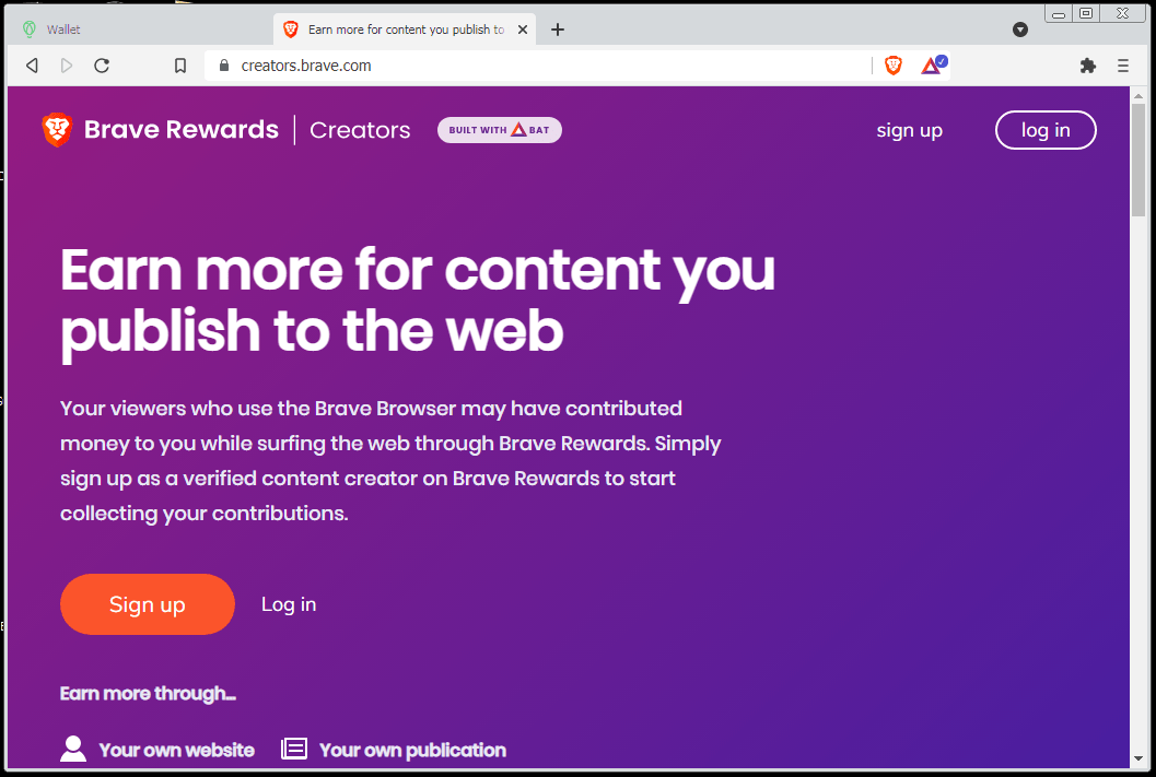 Brave Creators Splash Page