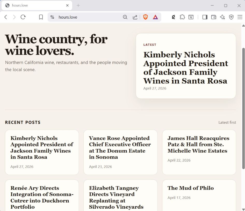 Screen Grab of Hours dot Love