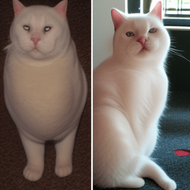 Before and after picture of a fat cat