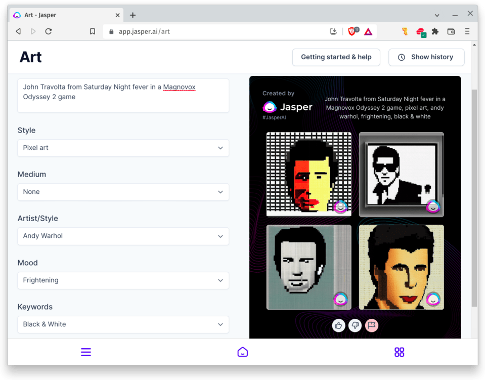 John Travolta from Saturday Night Fever in a Magnavox Odyssey 2 game