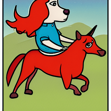 Dog rides a Pony