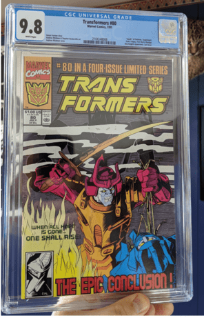 The final issue of Transformers, CGC 9.8 Grade