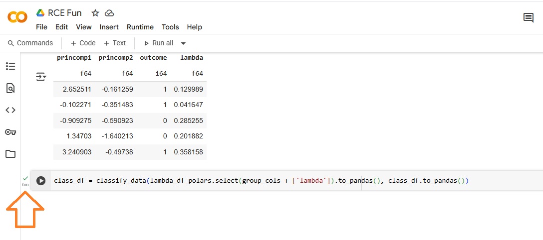 A screengrab that shows the execution time of the Pandas approach
