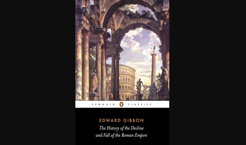 An image that shows the cover of Gibbon's Decline and Fall of the Roman Empire